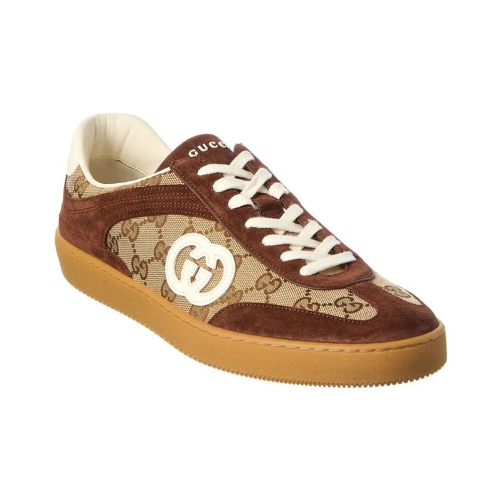 Gucci G75 Gg Canvas & Suede Sneaker, Brown